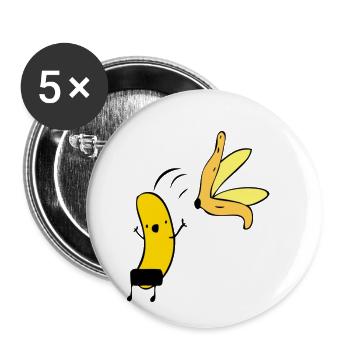 Nu banane banane nue fête censure bande dessinée jaune - Lot de 5 petits badges (25 mm) - blanc - Devant