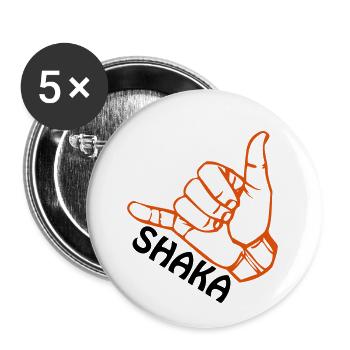 Shaka - Lot de 5 petits badges (25 mm) - blanc - Devant