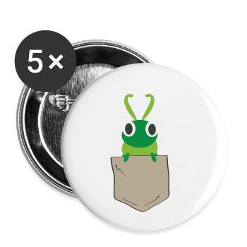 Drôle de chenille dans la poche de la poitrine - Lot de 5 petits badges (25 mm) - blanc - Devant