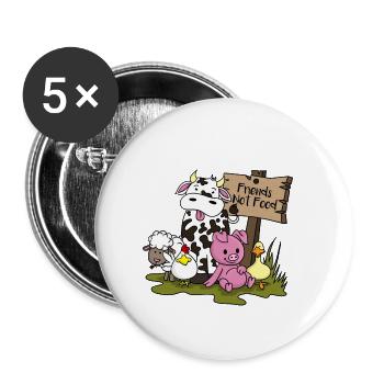 Animaux cadeau végétalien végétarien Vegan - Lot de 5 petits badges (25 mm) - blanc - Devant