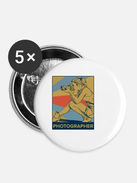 Fotograf - Buttons klein 25 mm (5er Pack) - Weiß