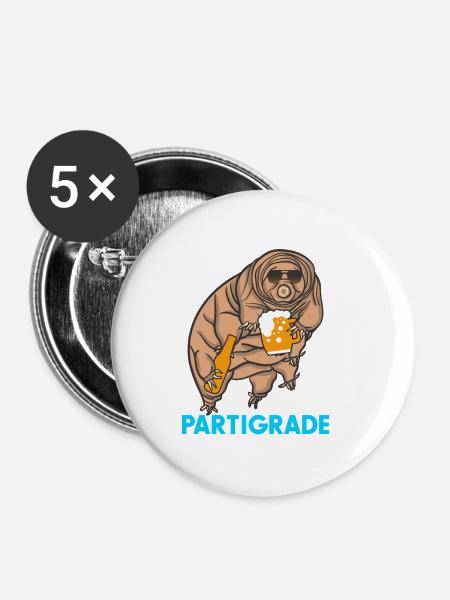 Partigrade - Lustige Tardigrade - Buttons klein 25 mm (5er Pack) - Weiß