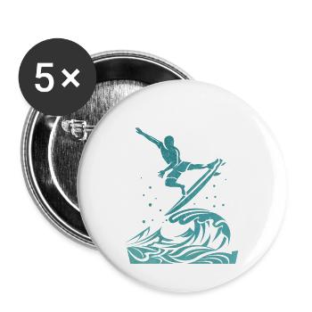 Surfer Wellenreiter - Buttons klein 25 mm (5er Pack) - Weiß - Vorne