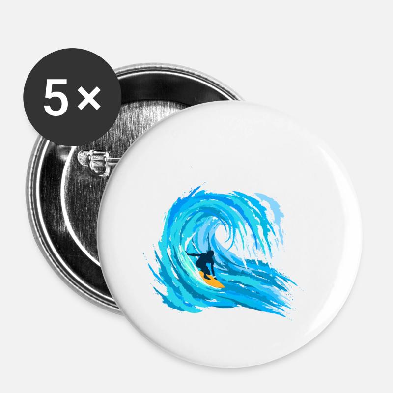 Surfers Silhouette - Surfer - Buttons small 1''/25 mm (5-pack) - white