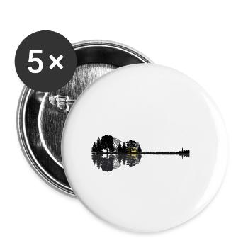 Abstrakte Gitarre | Wald See Gitarrist Geschenk - Buttons klein 25 mm (5er Pack) - Weiß - Vorne