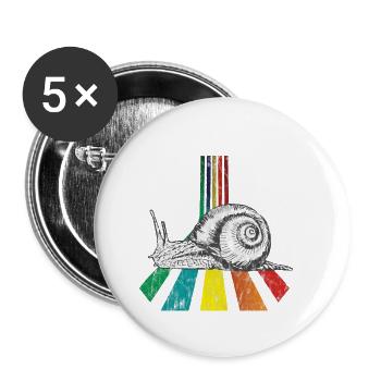 Rainbow Schnecke Used Look - Buttons klein 25 mm (5er Pack) - Weiß - Vorne