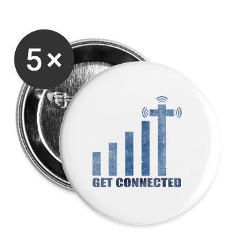Get Connected Kreuz | Wlan Kirche Heilig Geschenk - Buttons klein 25 mm (5er Pack) - Weiß - Vorne