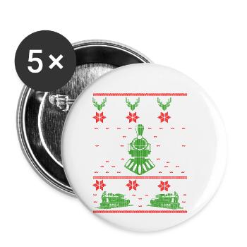 Railroad Trains Gift · Ugly Christmas - Buttons small 1''/25 mm (5-pack) - white - Front