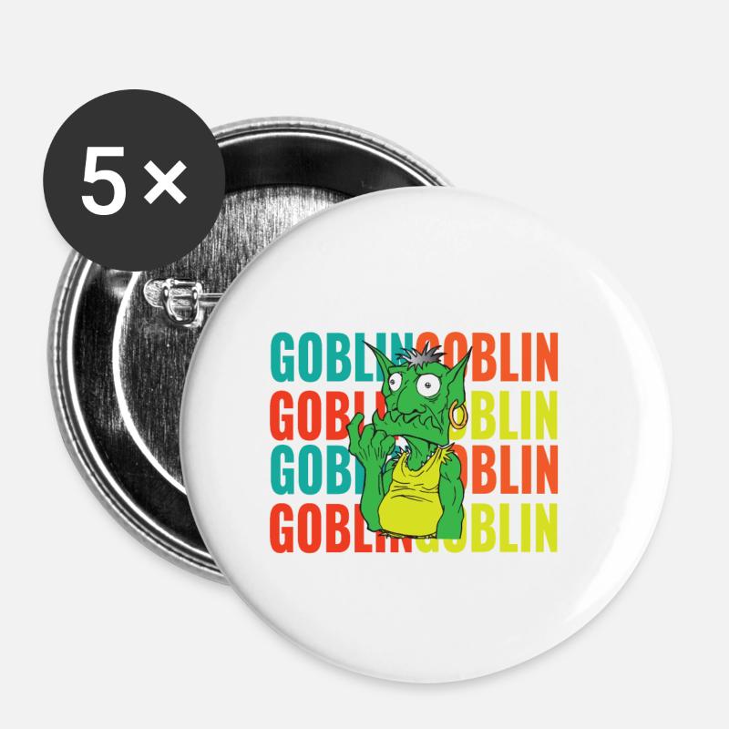 Retro goblin - Buttons small 1''/25 mm (5-pack) - white