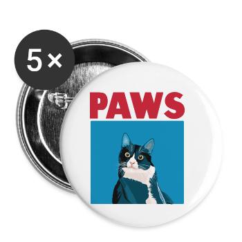 PAWS T-shirt de film drôle de chaton - Lot de 5 petits badges (25 mm) - blanc - Devant