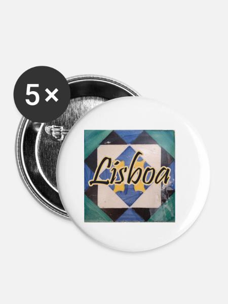 COOLES LISBOA LISBON LISSABON PORTUGAL KACHELN - Buttons klein 25 mm (5er Pack) - Weiß