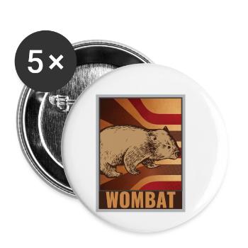 Affiche rétro Wombat - Lot de 5 petits badges (25 mm) - blanc - Devant