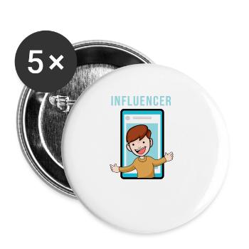 Youtuber und Influencer T-Shirt Geschenkidee - Buttons klein 25 mm (5er Pack) - Weiß - Vorne