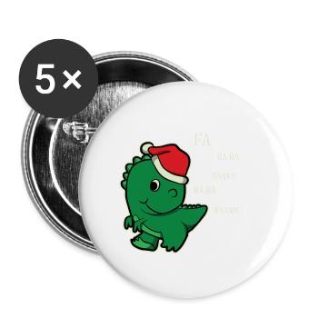 Lustig Dino Weihnachtsbaum Weihnachten Geschenk - Buttons klein 25 mm (5er Pack) - Weiß - Vorne