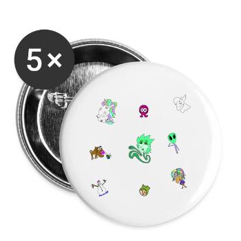 comic comicstyle character - Buttons small 1''/25 mm (5-pack) - white - Front