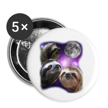 Three Sloths Howling At Moon Like Wolves - Buttons small 1''/25 mm (5-pack) - white - Front
