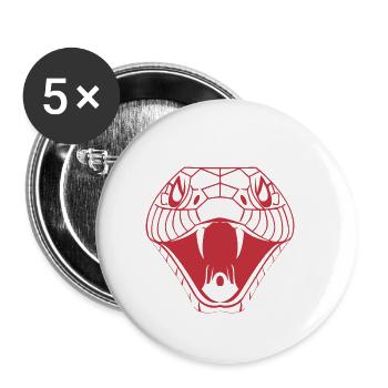 SERPENTS TÊTE ROUGE - Lot de 5 petits badges (25 mm) - blanc - Devant