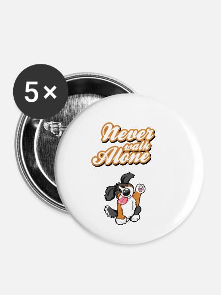 Never Walk Alone Bernese Mountain Dog Gift - Buttons small 1''/25 mm (5-pack) - white