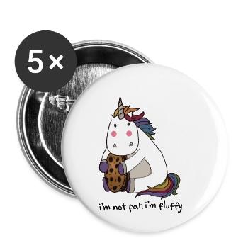Fluffy Einhorn - Buttons klein 25 mm (5er Pack) - Weiß - Vorne