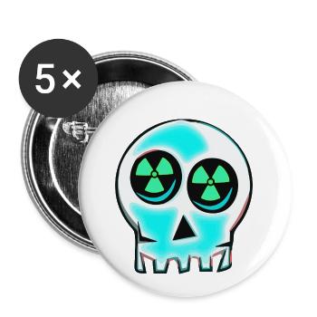 atom schaedel - Buttons klein 25 mm (5er Pack) - Weiß - Vorne