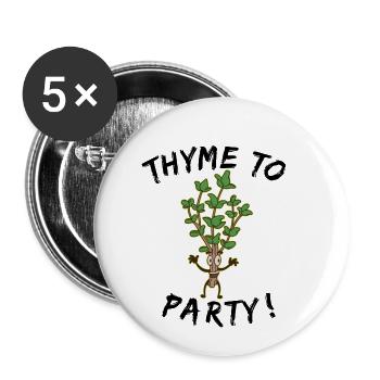 Thyme To Party Lustiger Thymian Witzig Koch Köchin - Buttons klein 25 mm (5er Pack) - Weiß - Vorne