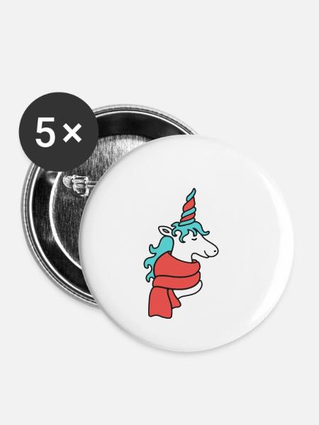 christmas unicorn - Buttons klein 25 mm (5er Pack) - Weiß