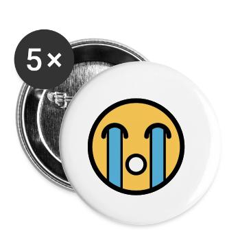 Smiley Face Face Crying A Big River Eyes - Buttons small 1''/25 mm (5-pack) - white - Front
