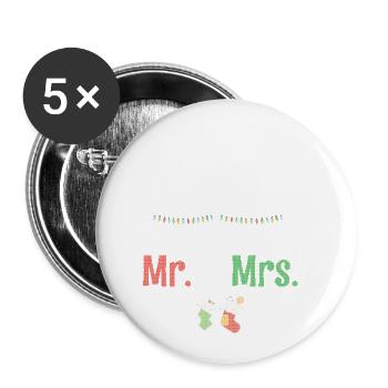 Our First Christmas as Mr and Mrs Ugly Sweater - Buttons small 1''/25 mm (5-pack) - white - Front