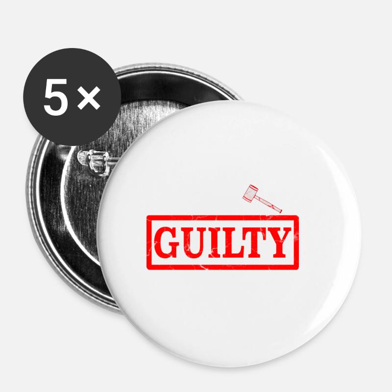 Guilty - Buttons klein 25 mm (5er Pack) - Weiß