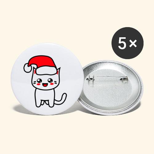 Kawaii Kitteh Christmashat - Buttons klein 25 mm (5er Pack)