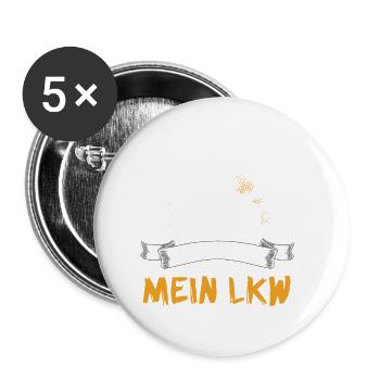 Lastwagen LKW Spedition Geschenk · ich muss weg - Buttons klein 25 mm (5er Pack) - Weiß - Vorne