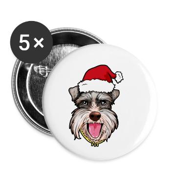Zwergschnauzer Weihnachten Hund Zwerg Schnauzer - Buttons klein 25 mm (5er Pack) - Weiß - Vorne