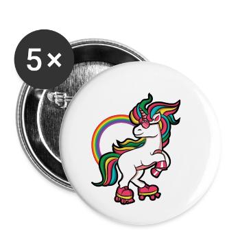 Roller Girl Rollerblades Skates Unicorn Gift - Buttons small 1''/25 mm (5-pack) - white - Front