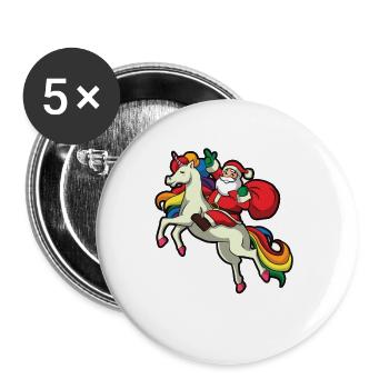 Lustig Weihnachtsmann Einhorn Weihnachten Geschenk - Buttons klein 25 mm (5er Pack) - Weiß - Vorne