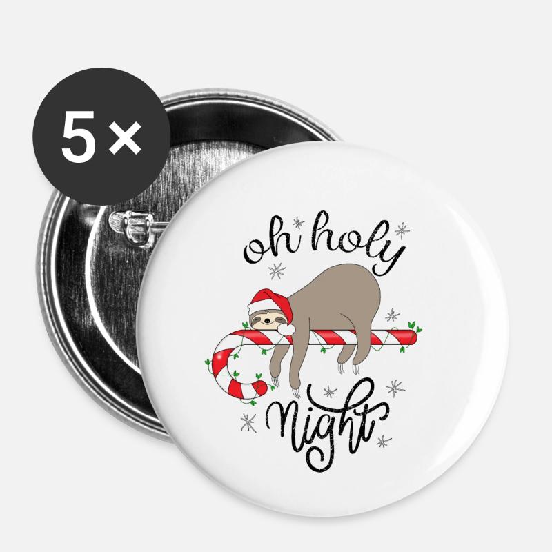 Oh holy night sloth Christmas - Buttons small 1''/25 mm (5-pack) - white