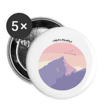 Hate People Bergpanorama - Buttons klein 25 mm (5er Pack) - Weiß - Vorne