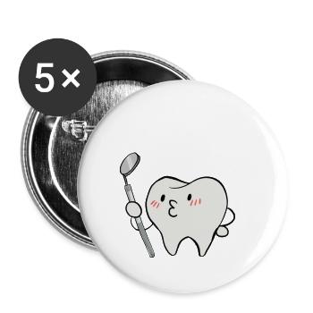 Zahnarzt - Zahnarzt T-Shirt - Dentist - Zahn - Buttons klein 25 mm (5er Pack) - Weiß - Vorne