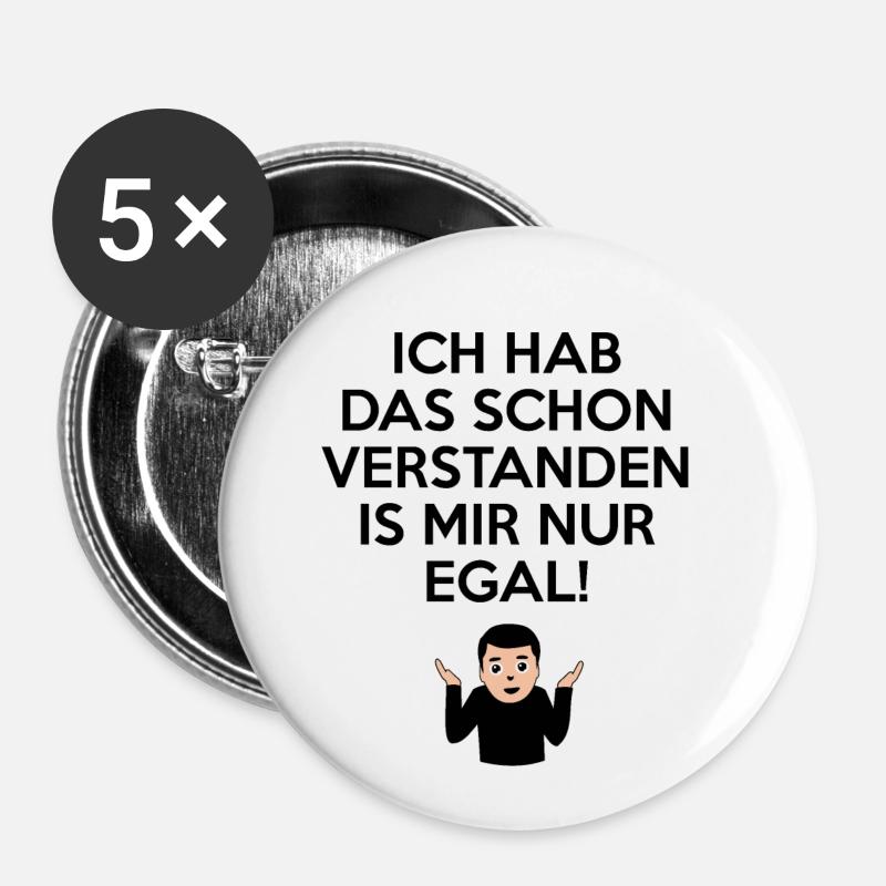 I understood that, I just do not care - Buttons small 1''/25 mm (5-pack) - white