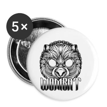 Wombat cool | Lunettes de soleil cadeau animalier - Lot de 5 petits badges (25 mm) - blanc - Devant