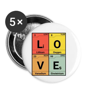 Amour éléments de chimie - Lot de 5 petits badges (25 mm) - blanc - Devant