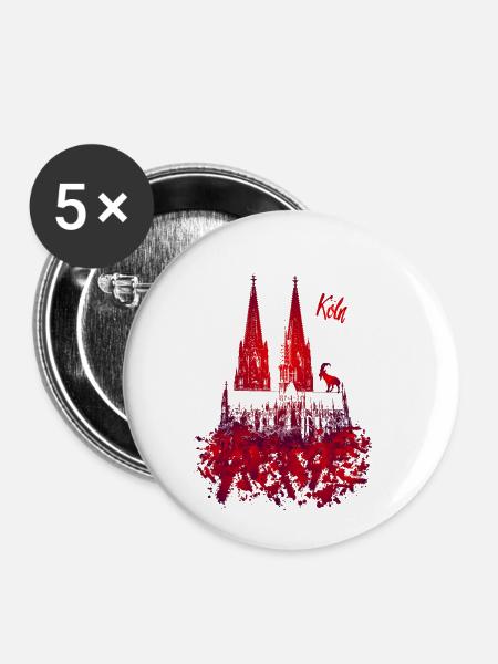 Kölner Dom - Buttons klein 25 mm (5er Pack) - Weiß