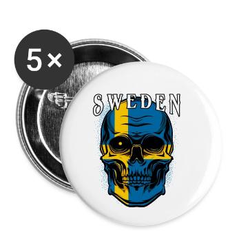 Crâne suédois | Suède Patriot Gift - Lot de 5 petits badges (25 mm) - blanc - Devant
