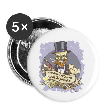 My Beard helps me with the Pokerface - Buttons small 1''/25 mm (5-pack) - white - Front