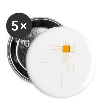 Prozessor Herz Takt Shirt - Buttons klein 25 mm (5er Pack) - Weiß - Vorne