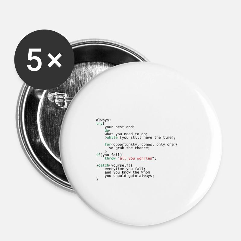 Geek Coder - Buttons small 1''/25 mm (5-pack) - white