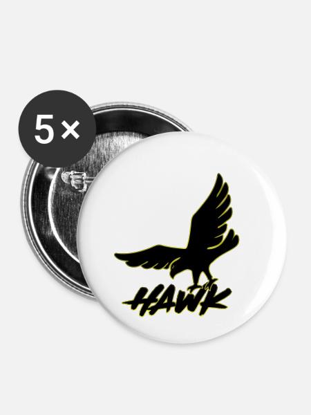 Hawk - hawk flying, animal, birds, air, freedom - Buttons small 1''/25 mm (5-pack) - white