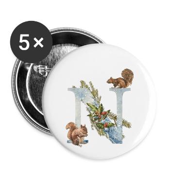 Squirrel initial letter N - Buttons small 1''/25 mm (5-pack) - white - Front
