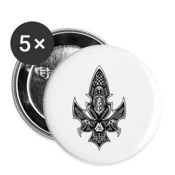 Gungnir Odin'S Spear Viking Runes Ravens Shirt - Buttons small 1''/25 mm (5-pack) - white - Front