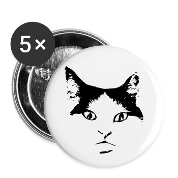Katze - Buttons klein 25 mm (5er Pack) - Weiß - Vorne