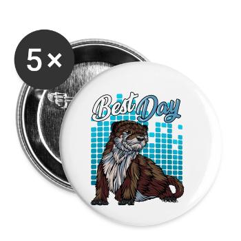 Modern Fleckenhalsotter | Waldbewohner Geschenk - Buttons klein 25 mm (5er Pack) - Weiß - Vorne
